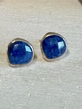 Blue Sapphire Sterling Silver Stud Earrings - Natural Sapphire